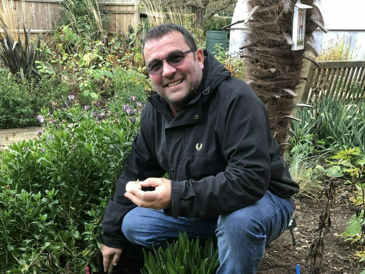 Chris Collins in the garden